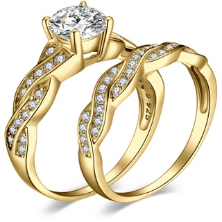 JewelryPalace Wickelring Unendlichkeit Verlobungsring Paar Eheringe Ring Silber 925 Damen, Zirkonia Trauringe Damenring Hochzeitsringe Antragsring Memoirering Ringe Set, Damen Schmuck Vergoldet 48