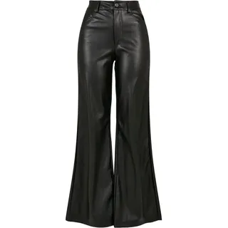 URBAN CLASSICS Faux Leather Wide Leg Pants Black