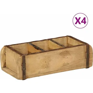 Tablett 4 pcs Braun 30 x 14 x 9 cm Massives upgecyceltes Holz - Braun
