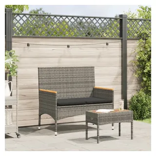 vidaXL Gartenbank 2-Sitzer mit Kissen und Tisch 110 x 60 x 85 cm Grau