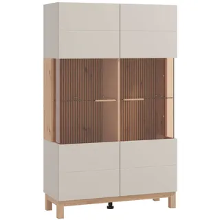 Highboard HOME AFFAIRE "Essex, Hochkommode, Vitrine, Glasvitrine, Kombi-Highboard", kaschmir, B:90cm H:146,5cm T:35cm, Holzwerkstoff, Kunststoff, MDF, Metall, Sideboards, Highboard, Modernes Highboard in Kaschmir mit Glasfront & Lamellen-Optik