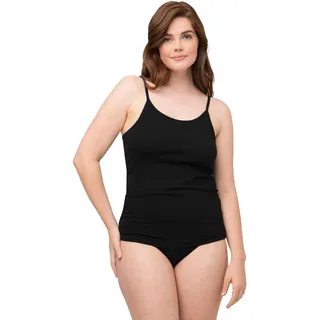 Ulla Popken Damen große Größen Übergrößen Plus Size Hemd, Spaghettiträger, Slim, Biobaumwolle, ärmellos schwarz 54+ 790662130-54+