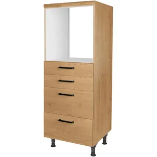 Nobilia Geräteumbauschrank , Eichefarben , Metall , 4 Schubladen , nur wie online abgebildet bestellbar , 60x168x58 cm , Blauer Engel, Pefc, Goldenes M, Made in Germany, DGM-Klimapakt , Küchen, Küchenmöbel, Küchenschränke, Geräteumbauschränke