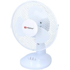 alpina Tischventilator - Ø 23 cm - 2 Geschwindigkeiten - Drehbar - Kippbar - Weiß