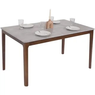 Esszimmertisch HWC-M55, Tisch Esstisch, Massiv-Holz HDF Laminat Melamin 135x80cm, Beton-Optik, braun