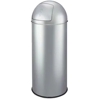 King Home p1592050 Abfalleimer aus Stahl mit Öffnung zum Schieben, 50 Liter, Silber, Ø 35 x 77H