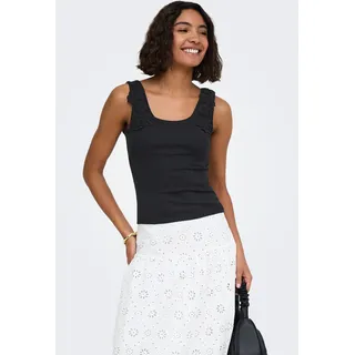 Tanktop ONLY "ONLZANNY S/L CROCHET TANK TOP CS JRS", Damen, Gr. L, schwarz, Jersey, Obermaterial: 95% Baumwolle, 5% Elasthan, unifarben, normal, tiefer Rundhals, Tops Tanktop, Baumwollmischung