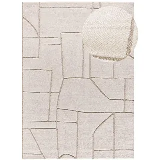 Atticgo Webteppich im skandinavischen Stil Weiß Diena 120/170 cm , Textil , Abstrakt , Rechteckig , 120x170 cm , Oeko-Tex® Standard 100 , antistatisch, für Fußbodenheizung geeignet, leicht zusammenrollbar , Teppiche und Böden, Teppiche