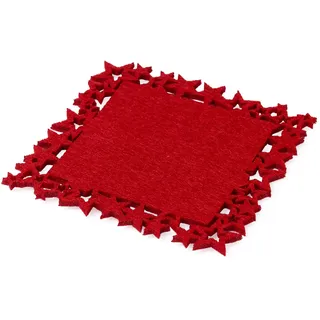 Mopec NA472 Untersetzer, Filz, rote Sterne, 10 x 10 cm, 6 Stück