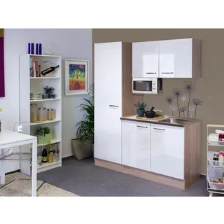 Flex-Well Küchenzeile Florenz 150 cm hochglänzend weiß