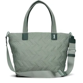 Zwei Damen Puffer Tasche Cleo CL200 gesteppter Shopper, quilted Tote Bag, ultraleicht, wasserabweisend, robust, als große Umhängetasche mit zusätzlichem langen Gurt tragbar (eucalyptus-new)