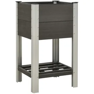 vidaXL Garten-Hochbeet mit Ablage 50 x 50 x 90 cm Grau