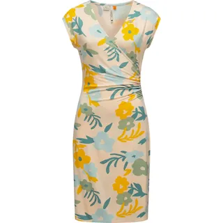 Etuikleid RAGWEAR "Sommerkleid Crupi Print", Damen, Gr. M, N-Gr, beige, Obermaterial: 95% Viskose CV. 5% Elasthan EL., Kleider Etuikleid