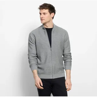 Strickjacke OLYMP "OLYMP Strick Casual", Herren, Gr. L, grau, Obermaterial: 100% Baumwolle, Strickjacken Strickjacke