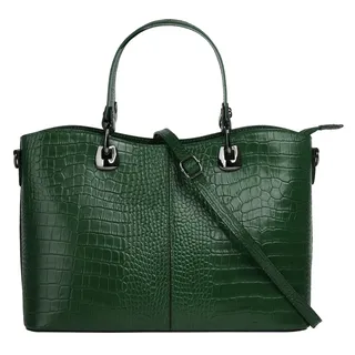 Cluty Henkeltasche Leder Dunkelgrün