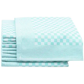 ZOLLNER 10er Set Geschirrtücher Baumwolle in 46x70 cm - super saugstarke und robuste Küchentücher – waschbar bis 60°C – in Mint kariert - Gastronomiequalität - Oeko Tex® Zertifiziert