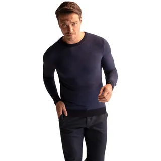 DeFacto Herren Strick Pullover Langarm Rundhalsausschnitt Sweater - Slim fit Pulli für Herren Oberteile Navy,5XL