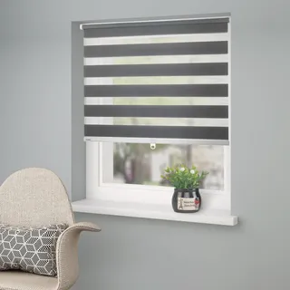 OTTO home Doppelrollo "Jan" Lichtschutz Sichtschutz ohne Bohren freihängend Rollo, Fixmaß, Klemmfix, uni, monochrom, basic, schnurlos, anthrazit
