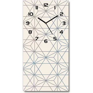 Wanduhr aus Glas – 30x60 cm - Glasbild - Glasuhr - Gehärtetes Glas -Geometrischer Hintergrund - Beige