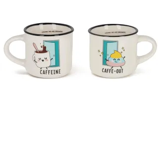 Legami - Espresso For Two, Set von 2 Kaffeetassen aus New Bone China Porzellan, Waschbar im Geschirrspüler, Thema Poo, Durchmesser 5,5 cm, Kapazität 50 ml, Verwendbar in der Mikrowelle