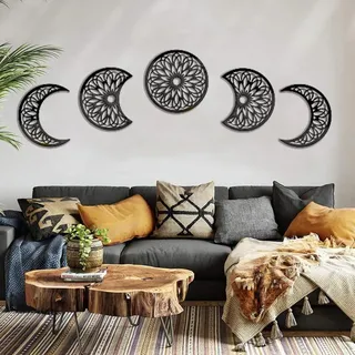 Mond deko, Boho Wand deko (5 Stück) wanddeko Wohnzimmer Holz modern, mond Schlafzimmer Zimmer deko Aesthetic, Wohnzimmer deko, Wall Decoration (Muster)