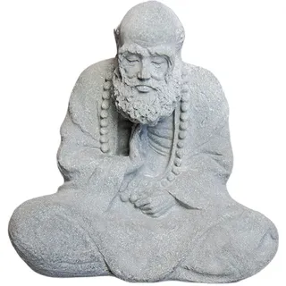 Cutfouwe Buddha Figur Sitzend,Bodhidharma Buddha Statue Meditation Zen Skulptur Deko Wohnzimmer Garten Büro Terrasse Veranda,Innen Außen Feng Shui Dekoration,Steinfigur-Optik,Aus Sandstein(Grau),Groß