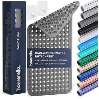 homerella® Badewannenmatte rutschfest 88x39cm, INKL. HAKEN, Rutschfeste Badematte BPA frei, Duschmatte rutschfest, Antirutschmatte Badewanne, Rutschmatte Badewanne, schimmelresistent&maschinenwaschbar