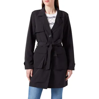 ONLY Damen ONLCAROLINE CC OTW Trenchcoat, Black, L