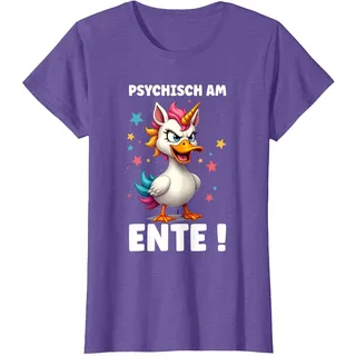 Psychisch am Ente - Verrückte Ente Motiv T-Shirt, Damen, Heidekrautlila, XL