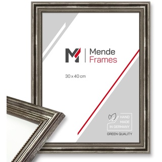 Mende Frames Bilderrahmen Antik 15x15cm I Farbe: Silber I Holzbilderrahmen I Fotorahmen I Silberner Barock Bilderrahmen I Made in Germany I V450