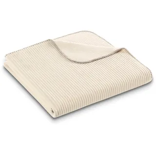 Biederlack Feel Cord Kuscheldecke 220 x 240 cm Beige/Weiß