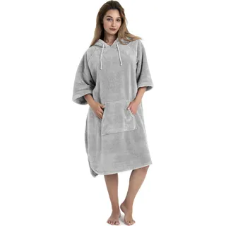 MY HOME Badeponcho MY HOME "Lillou, Surfponcho ideal für Sauna, Spa & im Urlaub" Gr. L, grau, L:120cm, Microfaser, Hausmäntel, weich und kuschelig, plüsch, Fleece, Unisex, für Damen und Herren