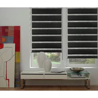 OTTO home Doppelrollo »Duo Klemmrollo« Lichtschutz Sichtschutz ohne Bohren freihängend vormontiert auf Montageschiene, schwarz