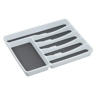 Relaxdays Besteckkasten für Schubladen 4,5 x 33 x 40 cm grau/weiß