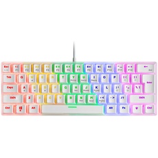 MARSGAMING MK60 Weiß, Mechanische Gaming Tastatur FRGB, Antighosting, Switch Mechanischer Blau, US Sprache