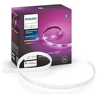 Philips Hue White & Color Ambiance Lightstrip Plus Basis-Set V4 (2 m), dimmbarer LED Streifen für das Hue Lichtsystem mit 16 Mio. Farben, smarte Lichtsteuerung über Sprache oder App