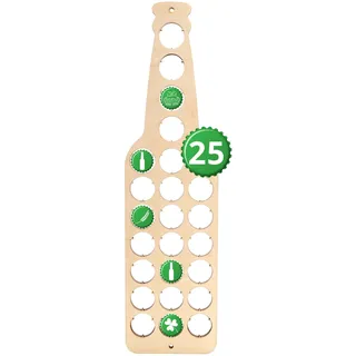 Creative Deco Bierflasche Kronkorken Sammler aus Sperrholz | Für 25 Flaschenverschlüsse | Handgefertigt Holz Deko Wanddeko | Maße 12 x 44 x 0,5 cm | Bar Bierliebhaber Geschenk