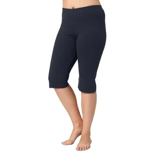 Ulla Popken Damen große Größen bis 68, Leggings, Capri-Hose, einfarbig, pflegeleicht und bequem, 3/4-Länge Marine 46+ 567565755-46+