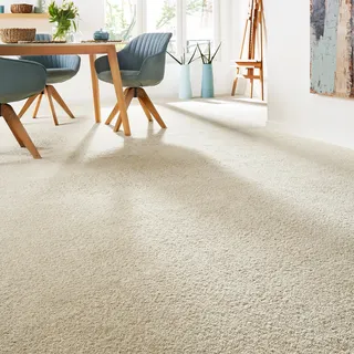 Andiamo Teppichboden »Verona, Velours, Made in Belgium« rechteckig 6 mm Höhe Uni Farben, Breite 400 cm oder 500 cm, strapazierfähig, pflegeleicht, beige