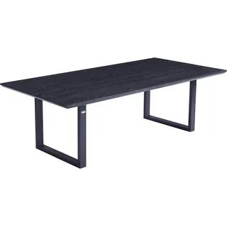 Home Deluxe – Esstisch-Set AVENCIA mit 6 Stühlen IKALO Grau / Braun - Farbe: Dark Oak, Maße: 240 x 76 x 120 cm, U-Fuß I Essgruppe Ausziehtisch Esszimmermöbel - Schwarz