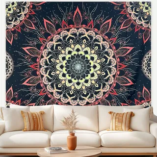 Hoypeyfiy 200×150cm Mandala Wandteppich, Indische Bohème Hippie Wandtuch, Mandala Blumen Tapisserie, Wandteppich Zimmer Schlafsaal Schlafzimmer Ästhetik