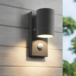 Wandleuchte mit Bewegungsmelder,IP65 Wasserdichte Leuchten Wandleuchten Aussen GU10,Aluminium Außenlampe Außenleuchte Aussenlampe Wand,Wandlampe für Haustür,Eingang,Terrasse,Anthrazit,1 Stück