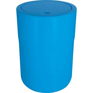 Spirella Design Kosmetikeimer "Cocco" mit Extra Ring für Müllbeutel Treteimer Schwingdeckeleimer Abfallbehälter mit Schwingdeckel 5 Liter (ØxH): 19 x 26 cm Blau - Blau
