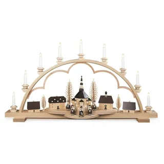 Lichterbogen Schwibbogen Seiffener Dorf groß natur elektr. beleuchtet (120V)