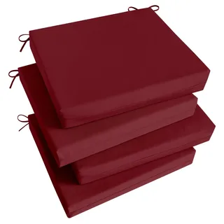 Basic Beyond 4er Set Stuhlkissen Indoor Outdoor Wasserdicht Eckkissen Quadratische Eckkissen für Patio Möbel mit Krawatten, 47,7 x 46,6 x 7,6 cm, Bordeaux
