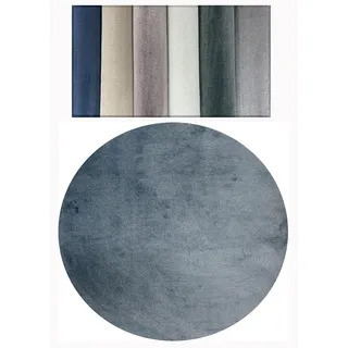 Tadi & Imperio1995 Runder Teppich, glatt, 100 cm Durchmesser, blau, sehr weiche und trittfreundliche Textur.