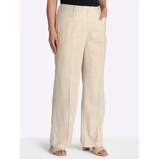 Leinenhose SHEEGO, Damen, Gr. 50, Normalgrößen, champagner, goldfarben, 65% Viskose, 25% Leinen, 7% Polyester, 3% metallisierte Fasern, unifarben, Hosen Leinenhose