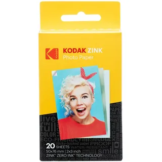 Kodak 2x3 (5x7.6 cm) Zink Fotopapier mit Selbstklebender Rückseite (20 Blatt) – Kompatibel Printomatic Sofortbildkamera