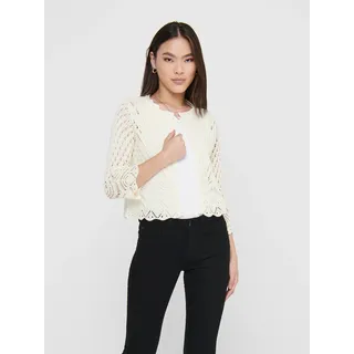 Jdy Strickjacke "JDYSUN 3/4 CROPPED CARDIGAN KNT NOOS", Damen, Gr. XS, gelb (eggnog), Strick, Obermaterial: 100% Polyacryl, unifarben, regular fit kurz, V-Ausschnitt, Strickjacken Strickjacke