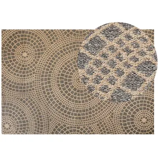 Beliani Teppich geflochten Ariba 300/200 cm , Grau , Naturmaterialen , Grafikmuster , Rechteckig , 200x300 cm , Teppiche und Böden, Teppiche, Flachwebteppiche
